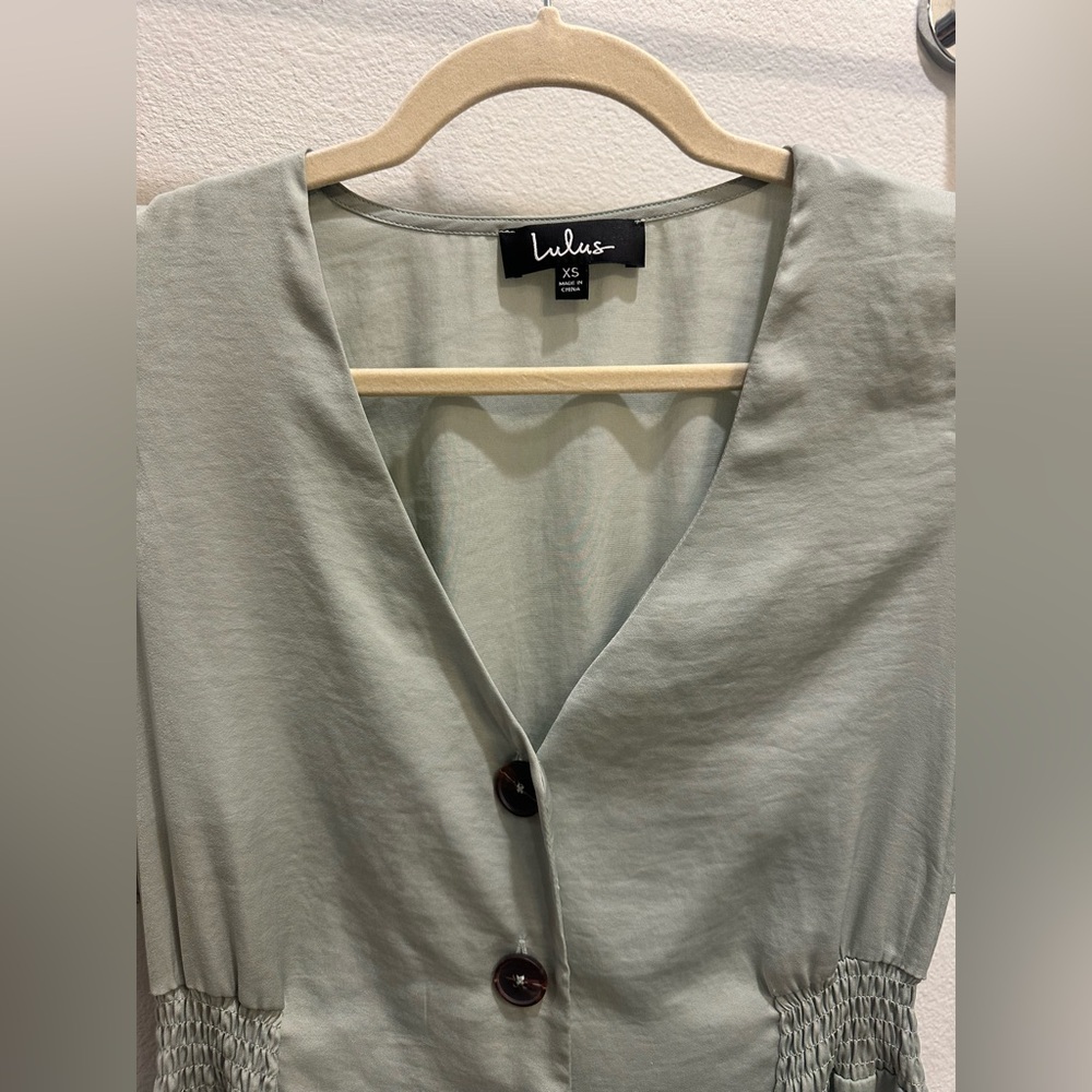 Lulu's Light Green Button-Up Dress - Picture 2 of 3